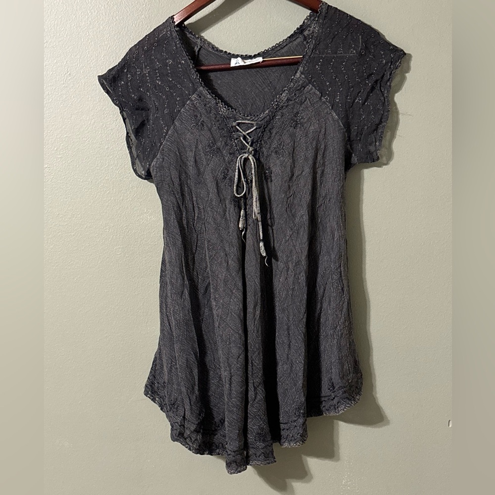 Charcoal Embroidered Tunic